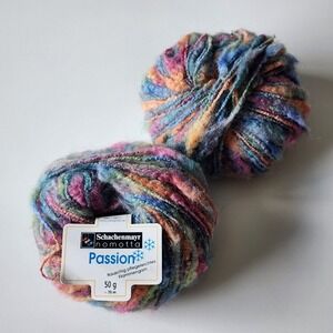 Schachenmayr Passion Yarn 2 x 50g Skeins Multi Color Wool Blend Flammengarn Knit